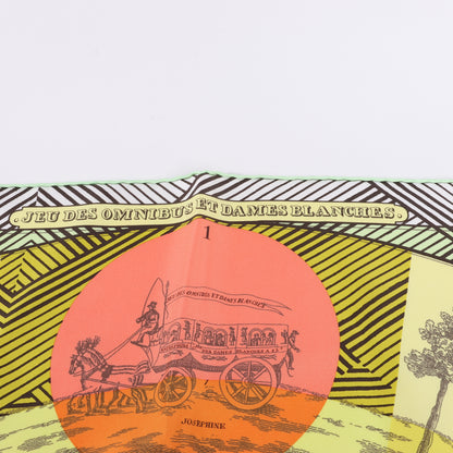 Hermès Carré 90 „JEU DES OMNIBUS ET DAMES BLANCHES“ Schal aus 100 % Seide in Grün
