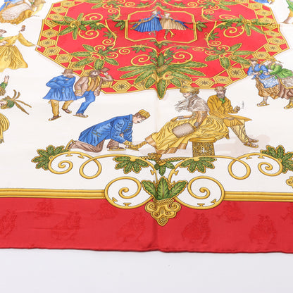 Hermès Carré 90 „Joies d'Hiver“ Schal aus 100 % Seide in Rot
