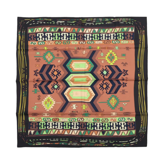 Hermès Carré 90 "KILIM" 100% Seidenschal in Braun