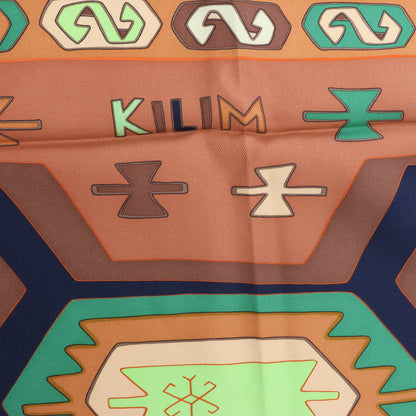 Hermès Carré 90 "KILIM" 100% Seidenschal in Braun