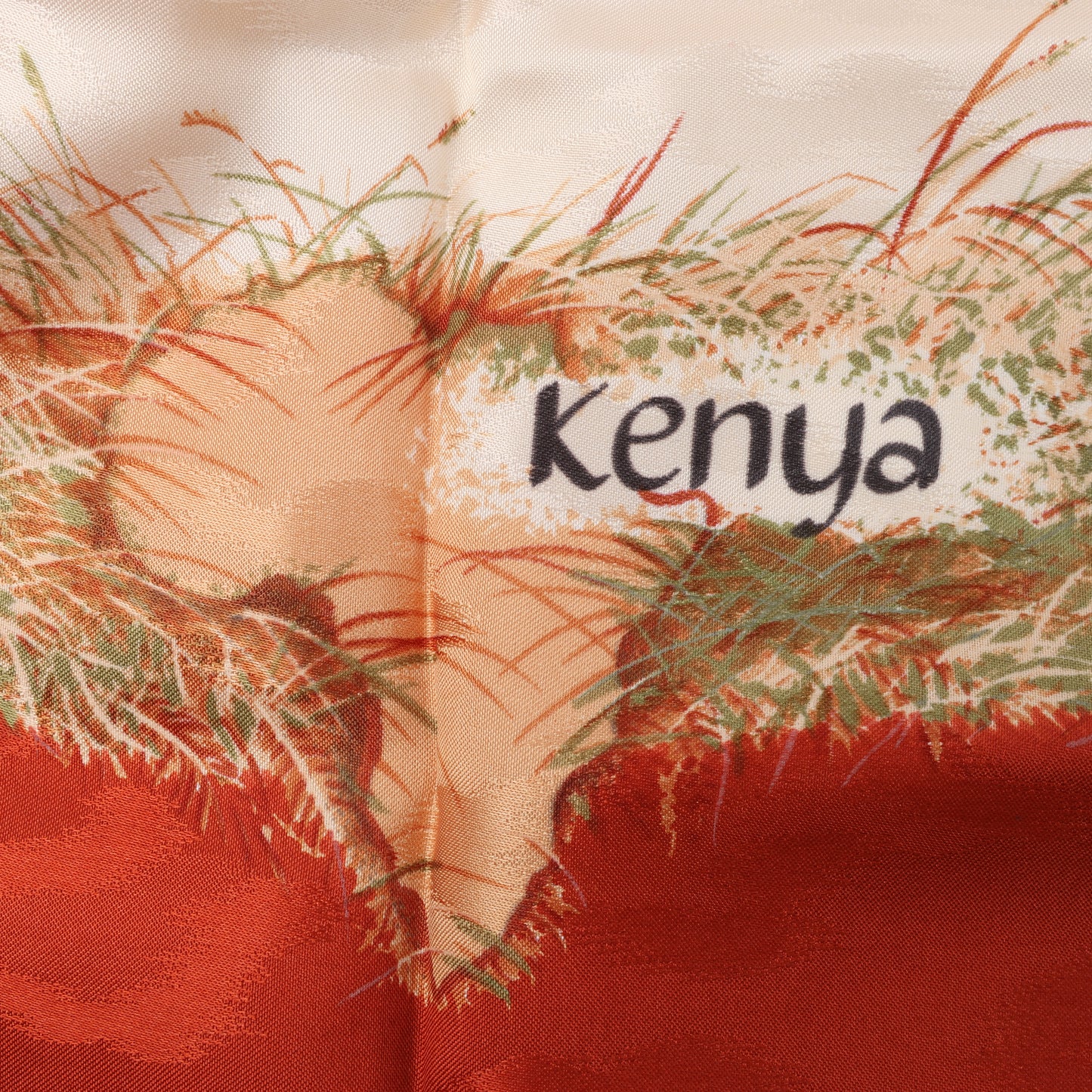 Hermès Carré 90 "Kenya" 100% Silk Scarf in Brown x Red