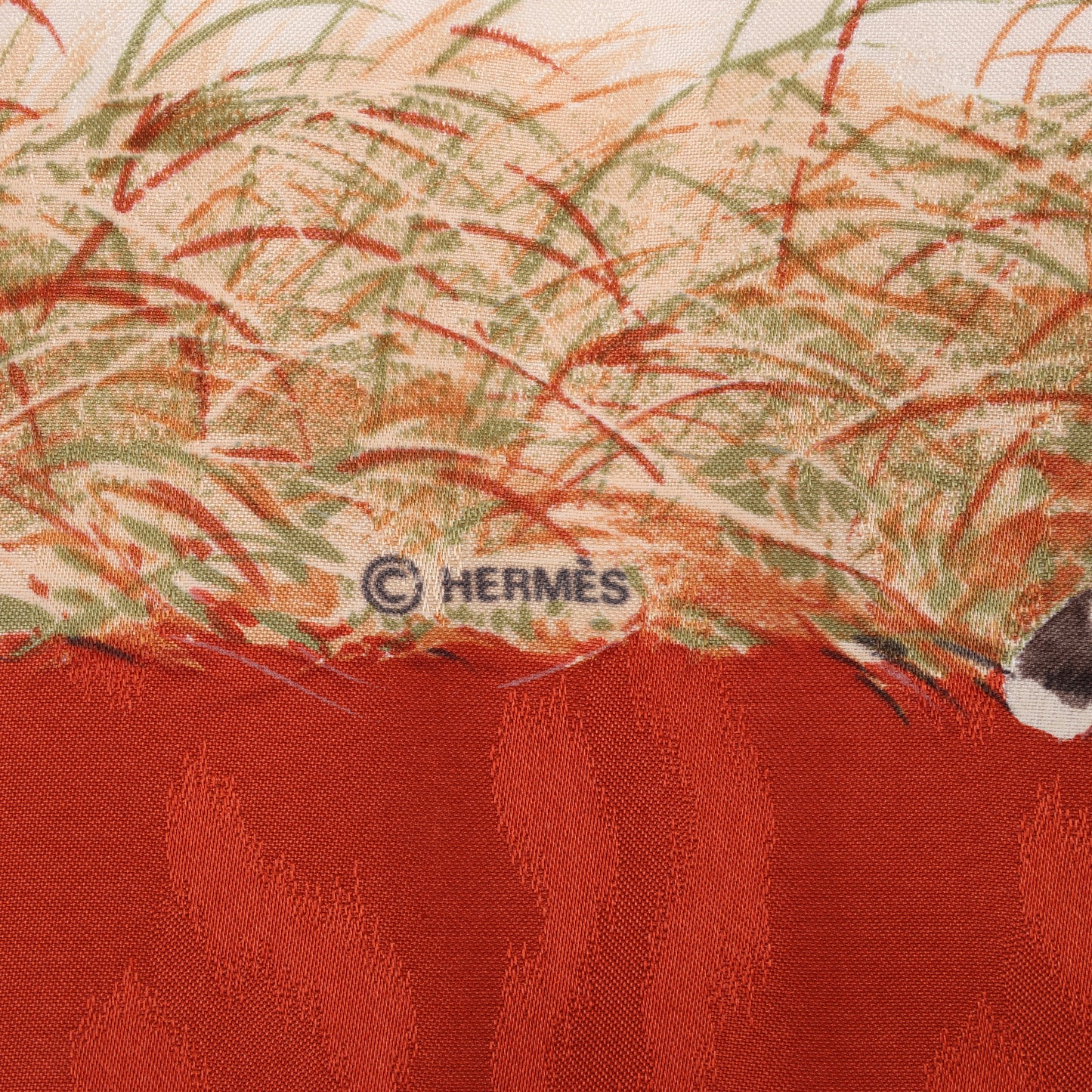 Hermès Carré 90 "Kenya" 100% Silk Scarf in Brown x Red