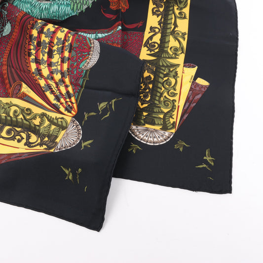 Hermès Carré 90 "L ATLANTIDE" 100% Silk Scarf in Black