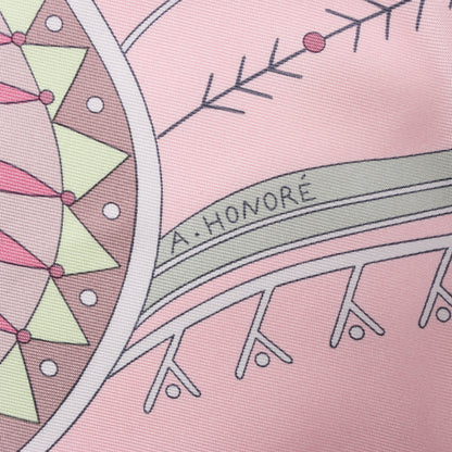 Hermès Carré 90 "LA VIE DU GRAND NORD" 100% Silk Scarf in Pink