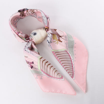 Hermès Carré 90 "LA VIE DU GRAND NORD" 100% Silk Scarf in Pink