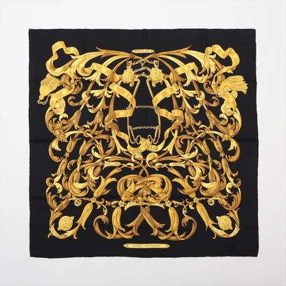 Hermès Carré 90 "LE MORS A LA CONETABLE" 100% Seidenschal in Schwarz