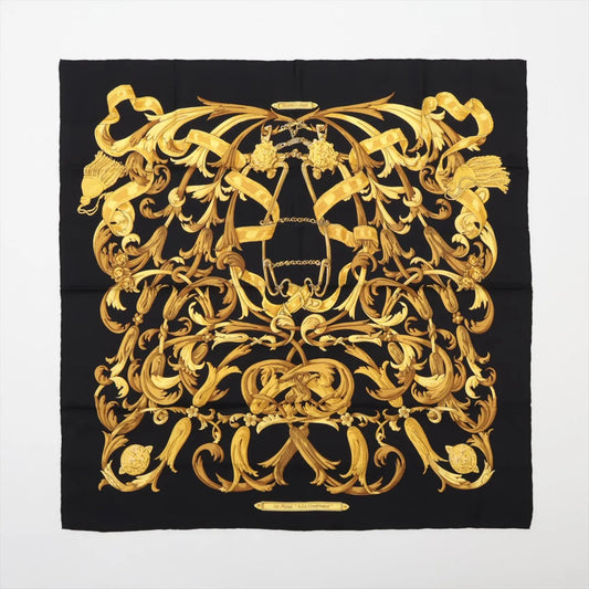 Hermès Carré 90 "LE MORS A LA CONETABLE" 100% Seidenschal in Schwarz