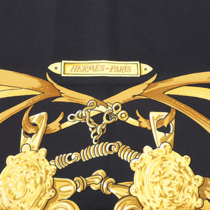Hermès Carré 90 "LE MORS A LA CONETABLE" 100% Seidenschal in Schwarz