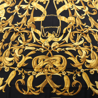Hermès Carré 90 "LE MORS A LA CONETABLE" 100% Seidenschal in Schwarz