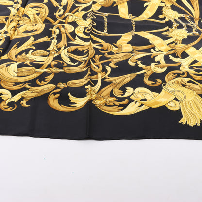 Hermès Carré 90 "LE MORS A LA CONETABLE" 100% Seidenschal in Schwarz