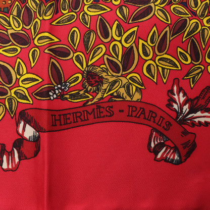 Hermès Carré 90 "LE PARADIS DU ROY" 100% Silk Scarf in Red