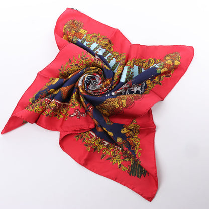 Hermès Carré 90 "LE PARADIS DU ROY" 100% Silk Scarf in Red