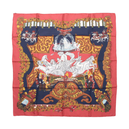 Hermès Carré 90 "LE PARADIS DU ROY" 100% Silk Scarf in Red