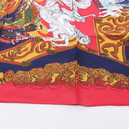 Hermès Carré 90 "LE PARADIS DU ROY" 100% Silk Scarf in Red