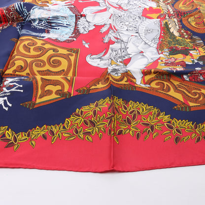 Hermès Carré 90 „LE PARADIS DU ROY“ Schal aus 100 % Seide in Rot