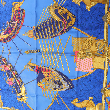 Hermès Carré 90 „LES BISSONE DE VENISE“ Schal aus 100 % Seide in Blau
