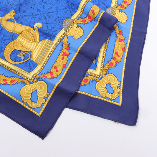 Hermès Carré 90 "LES BISSONE DE VENISE" 100% Silk Scarf in Blue