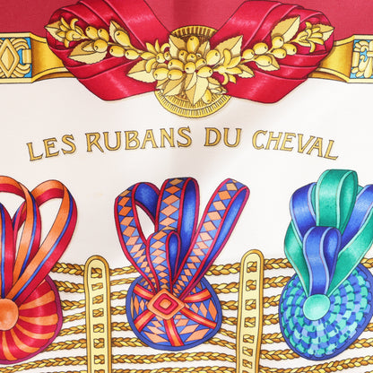 Hermès Carré 90 „LES RUBANS DU CHEVAL“ Schal aus 100 % Seide in Burgund