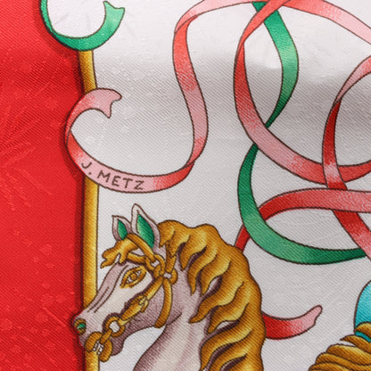 Hermès Carré 90 „LUNAPARK“ 100% Seidenschal in Rot