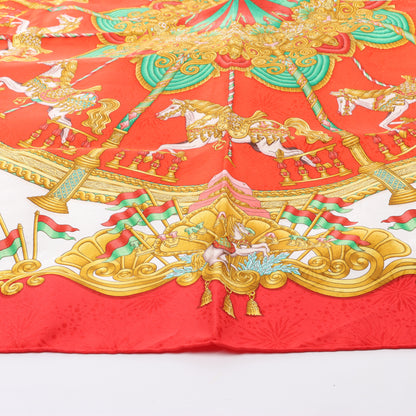 Hermès Carré 90 „LUNAPARK“ 100% Seidenschal in Rot