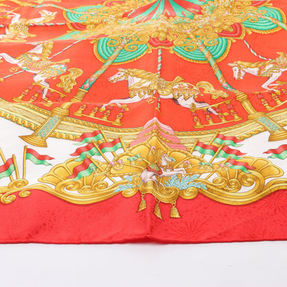 Hermès Carré 90 „LUNAPARK“ 100% Seidenschal in Rot