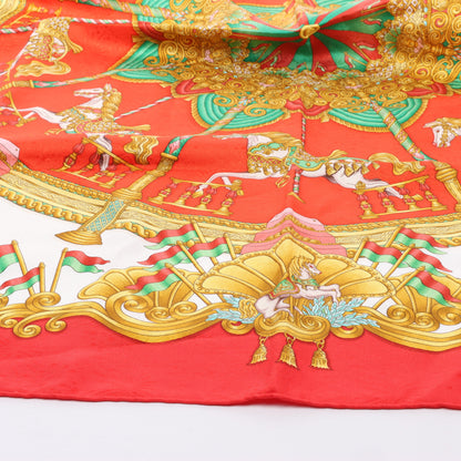 Hermès Carré 90 „LUNAPARK“ 100% Seidenschal in Rot