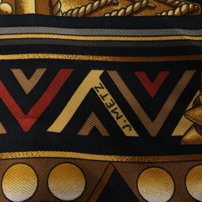 Hermès Carré 90 "L'OR DES CHEFS" 100% Silk Scarf in Black
