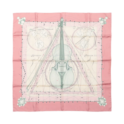 Hermès Carré 90 „La Musique Des Spheres“ Schal aus 100 % Seide in Rosa