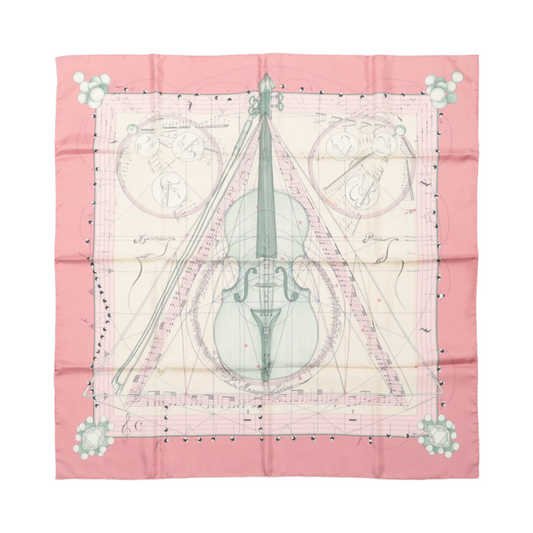 Hermès Carré 90 „La Musique Des Spheres“ Schal aus 100 % Seide in Rosa