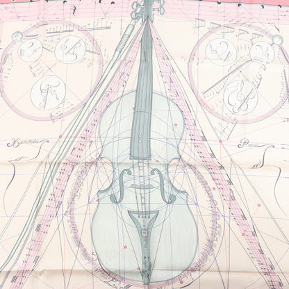 Hermès Carré 90 „La Musique Des Spheres“ Schal aus 100 % Seide in Rosa