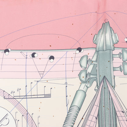 Hermès Carré 90 „La Musique Des Spheres“ Schal aus 100 % Seide in Rosa