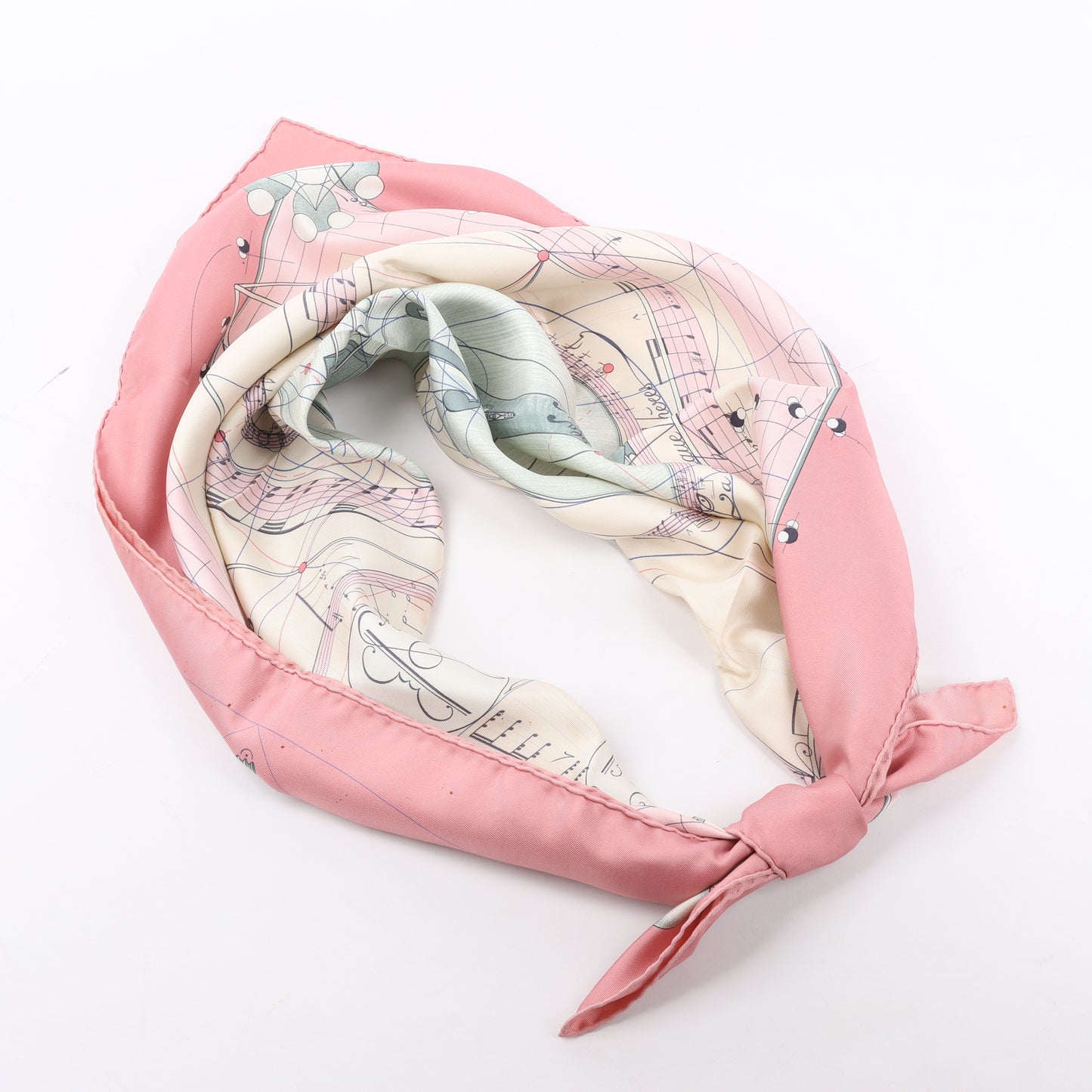 Hermès Carré 90 „La Musique Des Spheres“ Schal aus 100 % Seide in Rosa