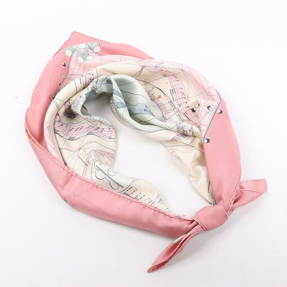 Hermès Carré 90 „La Musique Des Spheres“ Schal aus 100 % Seide in Rosa