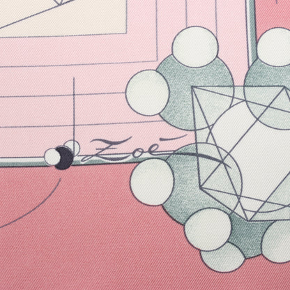 Hermès Carré 90 „La Musique Des Spheres“ Schal aus 100 % Seide in Rosa