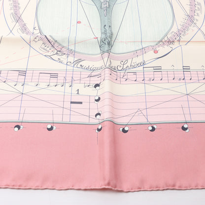 Hermès Carré 90 „La Musique Des Spheres“ Schal aus 100 % Seide in Rosa