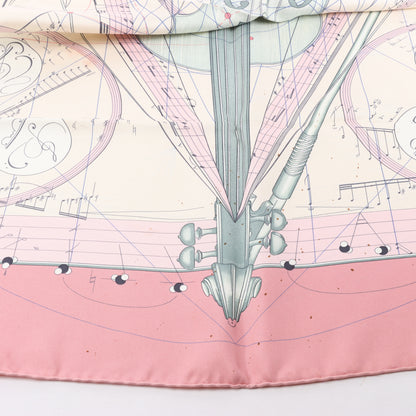 Hermès Carré 90 „La Musique Des Spheres“ Schal aus 100 % Seide in Rosa