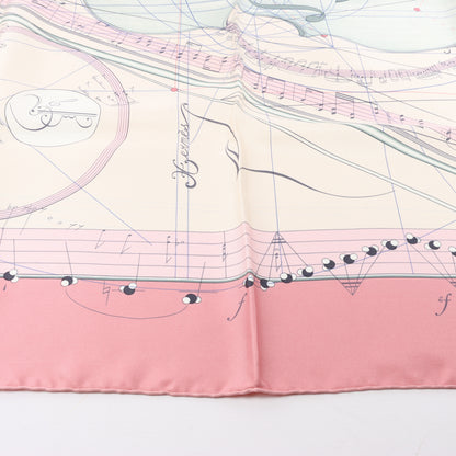 Hermès Carré 90 „La Musique Des Spheres“ Schal aus 100 % Seide in Rosa