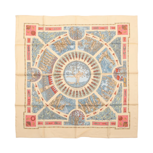 Hermès Carré 90 "Le Songe de Poliphile" 100% Silk Scarf in Beige