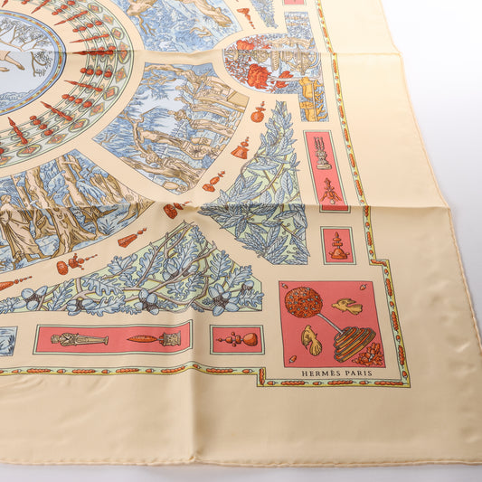 Hermès Carré 90 "Le Songe de Poliphile" 100% Silk Scarf in Beige