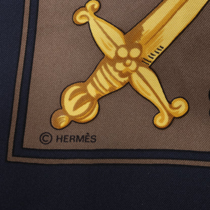 Hermès Carré 90 "Le Tarot" 100% Silk Scarf in Black x Gold