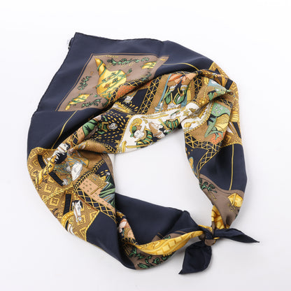 Hermès Carré 90 "Le Tarot" 100% Silk Scarf in Black x Gold