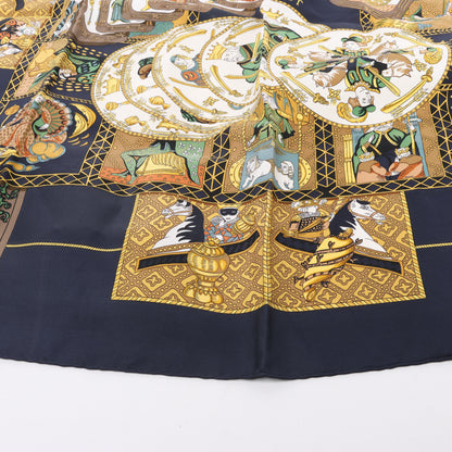 Hermès Carré 90 "Le Tarot" 100% Silk Scarf in Black x Gold