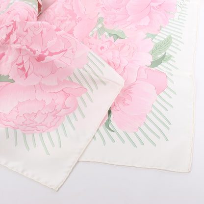 Hermès Carré 90 "Les Pivoines" 100% Silk Scarf in Pink