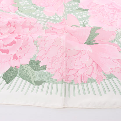 Hermès Carré 90 "Les Pivoines" 100% Silk Scarf in Pink
