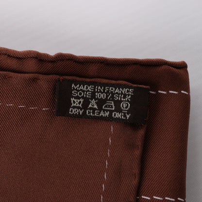 Hermès Carré 90 "Monsieur et Madame" 100% Silk Scarf in Brown