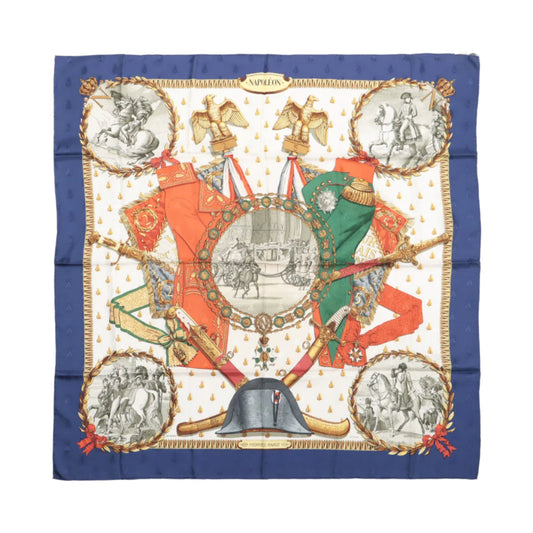 Hermès Carré 90 "NAPOLEON" 100% Seidenschal in Blau