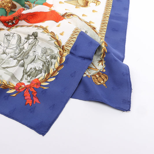 Hermès Carré 90 "NAPOLEON" 100% Seidenschal in Blau