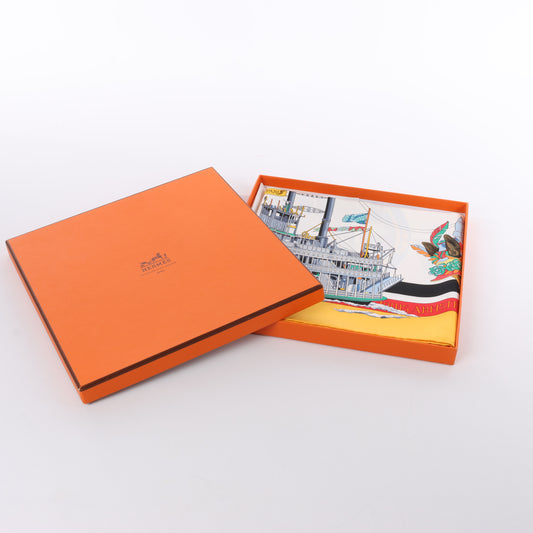 Hermès Carré 90 "New Orleans Creole Jazz" 100% Silk Scarf in Orange