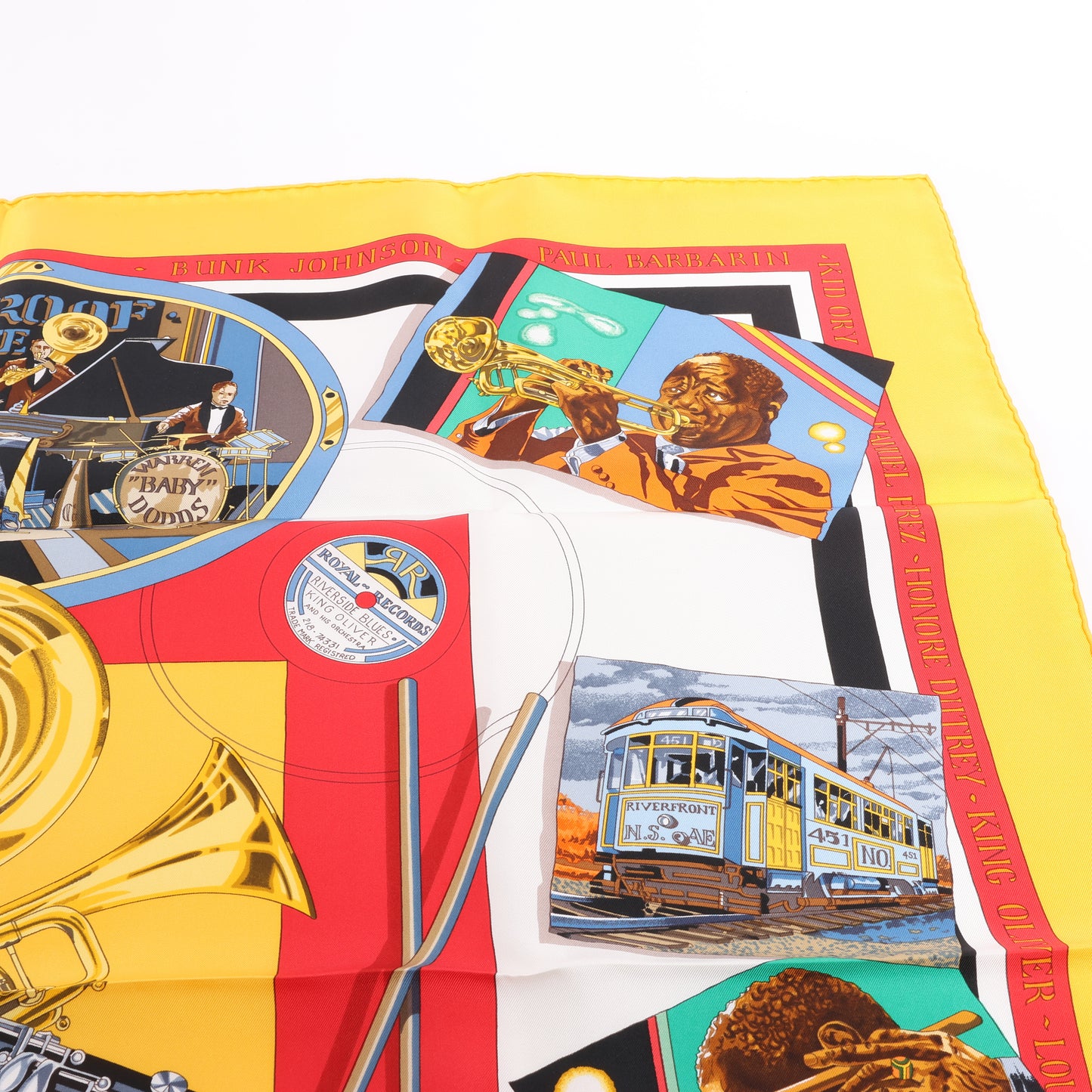 Hermès Carré 90 "New Orleans Creole Jazz" 100% Silk Scarf in Orange