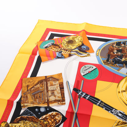Hermès Carré 90 "New Orleans Creole Jazz" 100% Silk Scarf in Orange